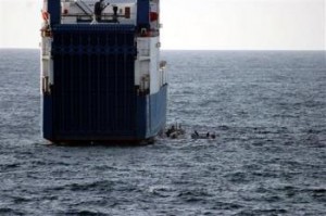 FAINA with Somali pirate boats alongside