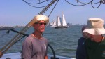 Pilgrim crosses astern