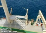 Davit where lifeboat was knocked off by "explosion"