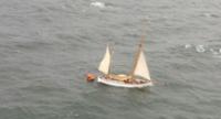 The “Wyvern” just before it sank, taken by the Swedish helicopter rescue crew. PHOTO: Sjöfartverket