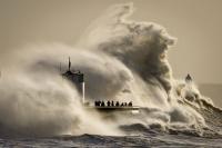 Waves from Hercules hit Porthcawl harbour