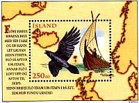 Stamp commemorating Floki and his ravens 